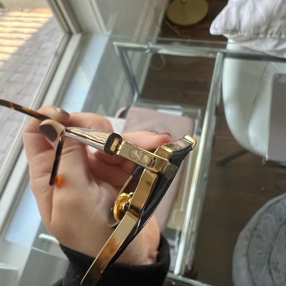 Dior Gold and Black(leather detail) Sunglasses - Picture 5 of 5